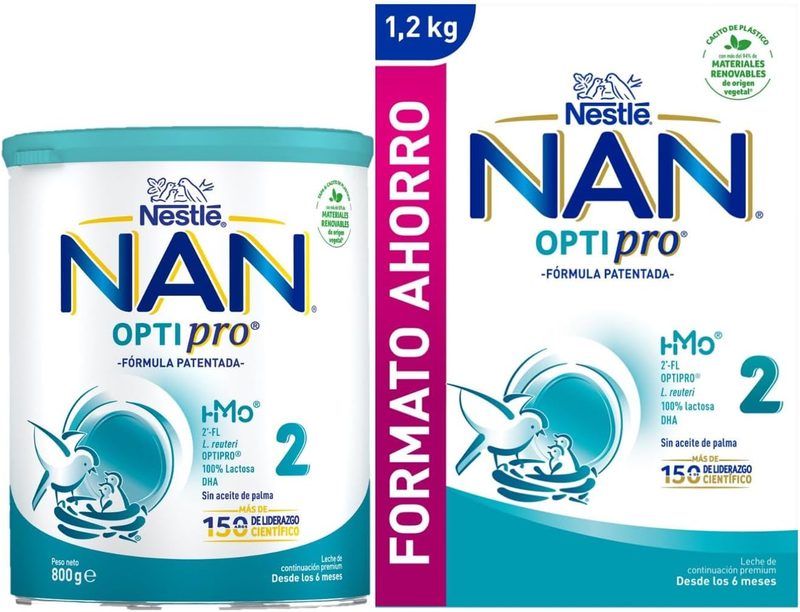 Nestlé NAN Optipro 2 mega pack · leche continuación 800 g + 1200 g